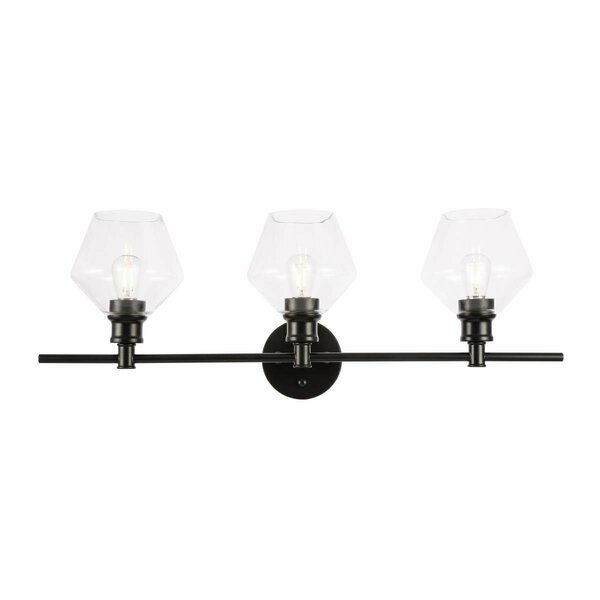 Cling Gene 3 Light Black & Clear Glass Wall Sconce CL2955368